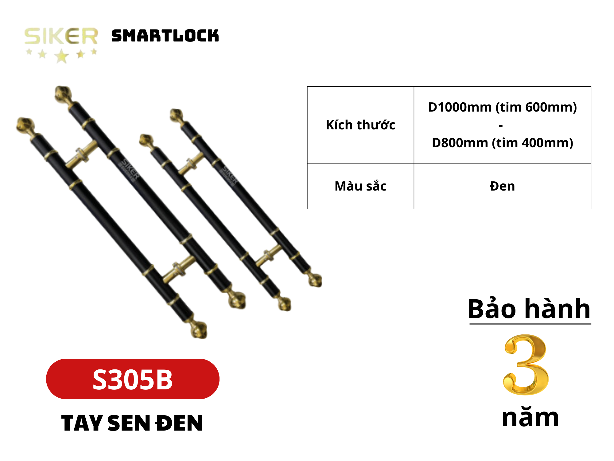 Tay nắm sen đen Siker S305B